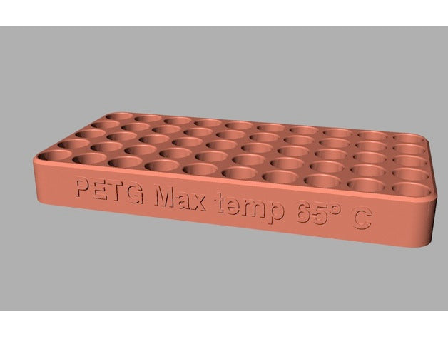 Vial rack for 4 ml (15x45mm) or 12 ml (~15x100mm) vials.