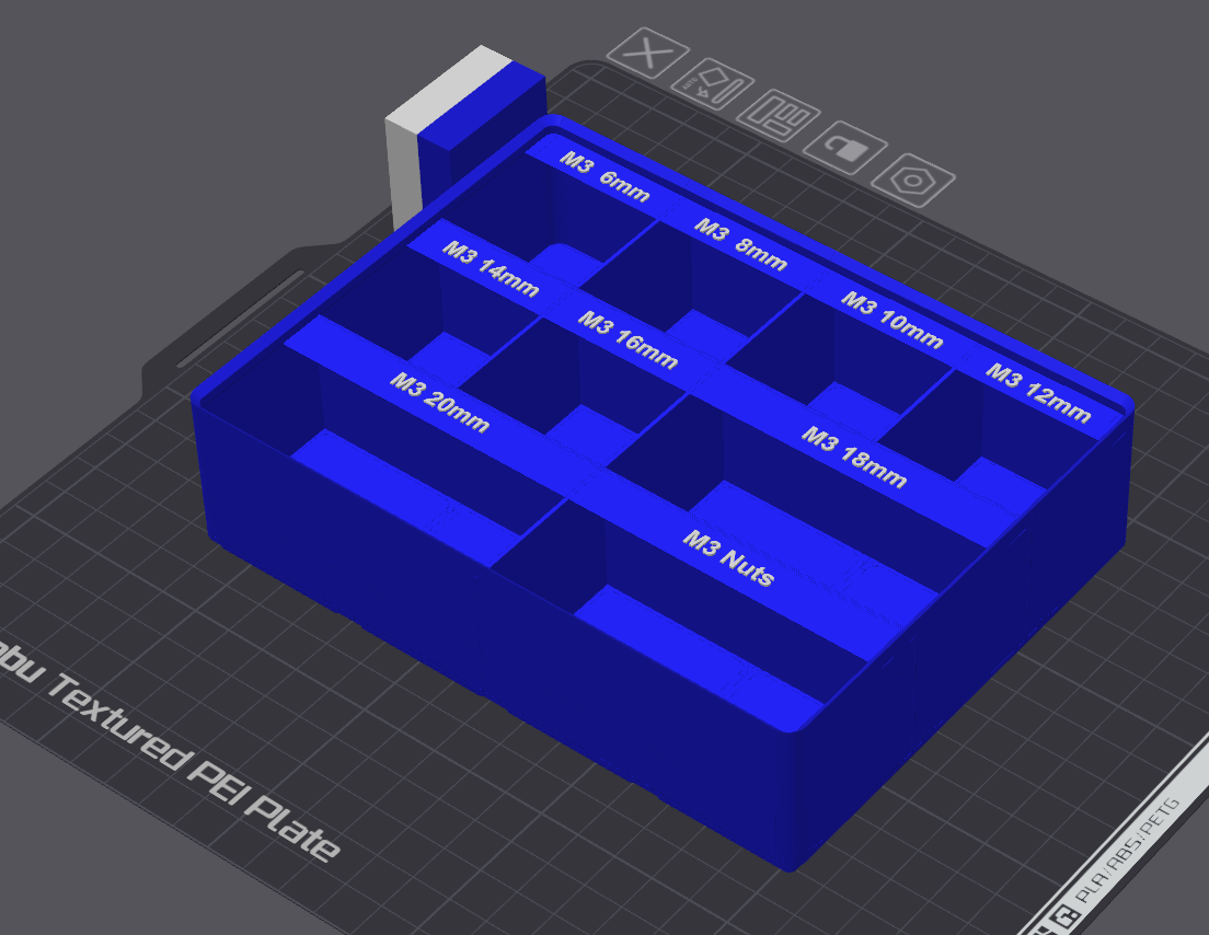 gridfinity M3 with scaffle and editable text