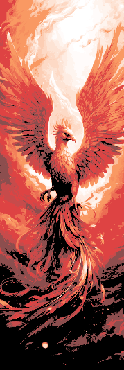 The Phoenix rising from its Death - Flaming Bird - Set of 3 Bookmarks
