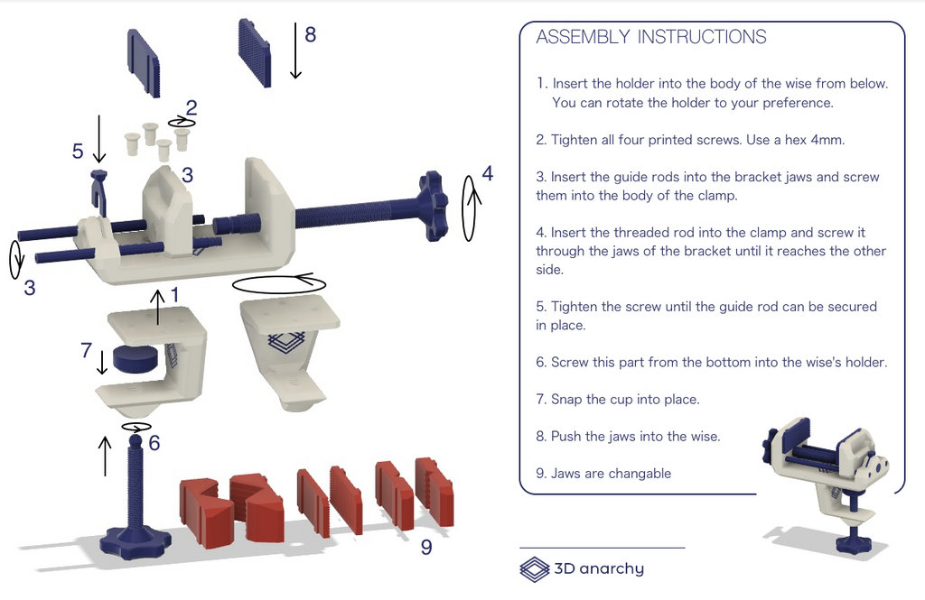 Table Vise - fully printable with changable jaws