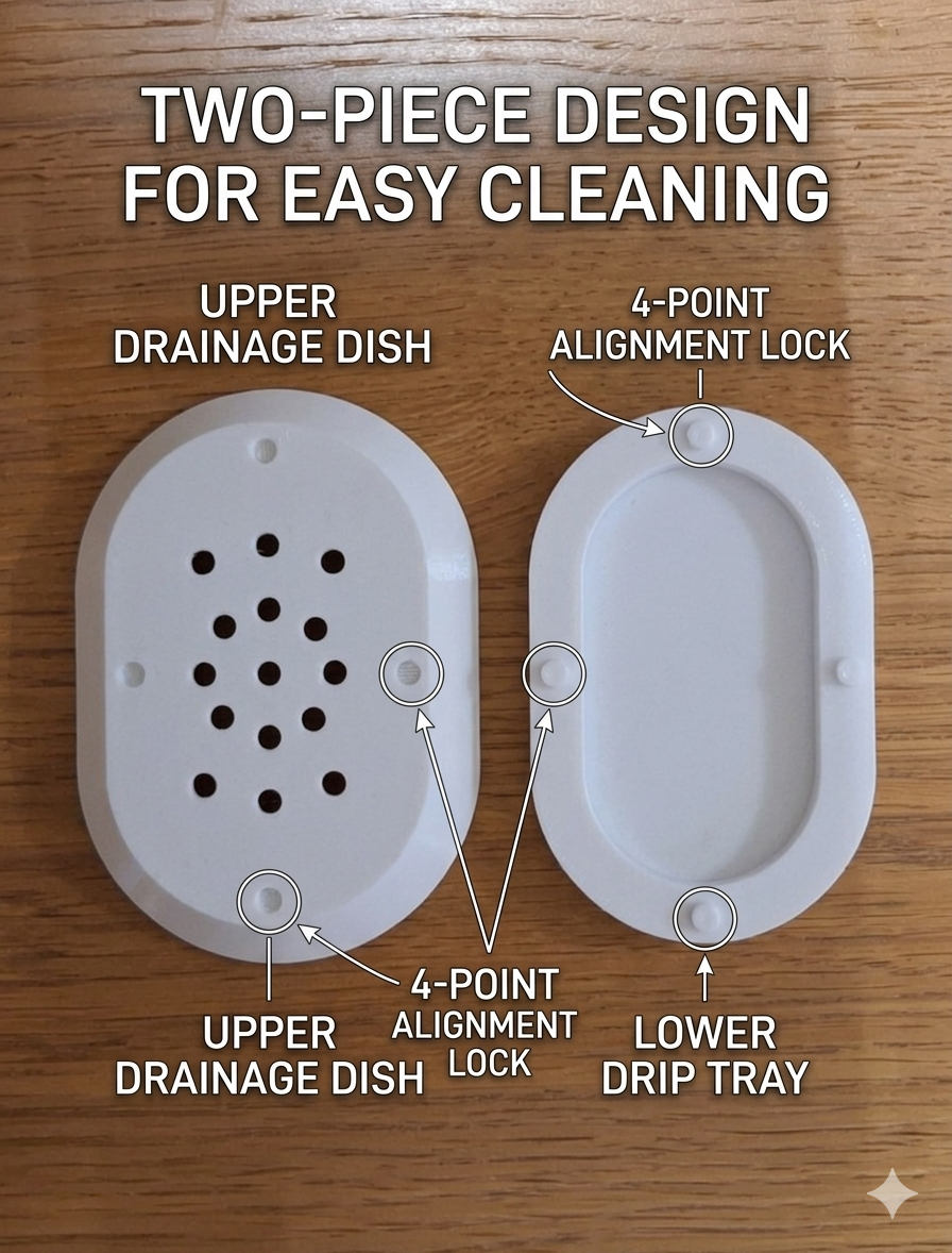Minimalist 2-Piece Soap Holder with Drainage