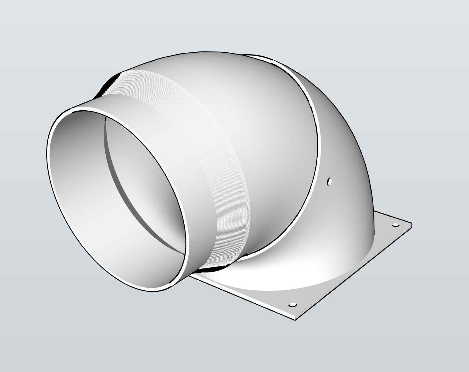 120mm Fan To 100mm Pipe 90 Degree Adaptor