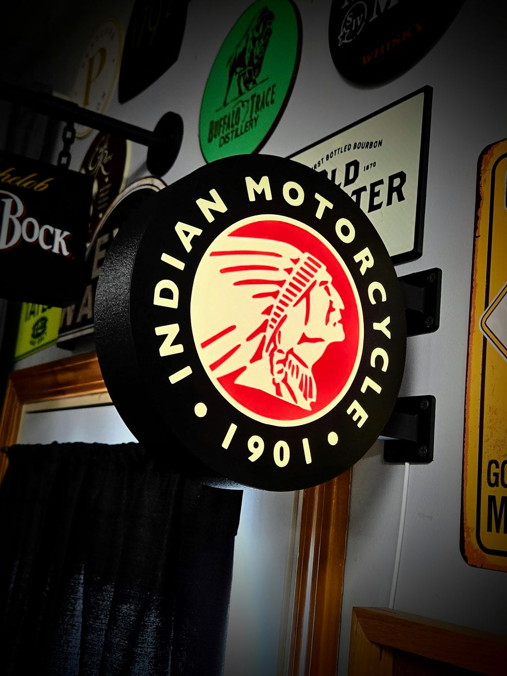 VINTAGE INDIAN - 2-Sided Gas Station Lightbox Sign