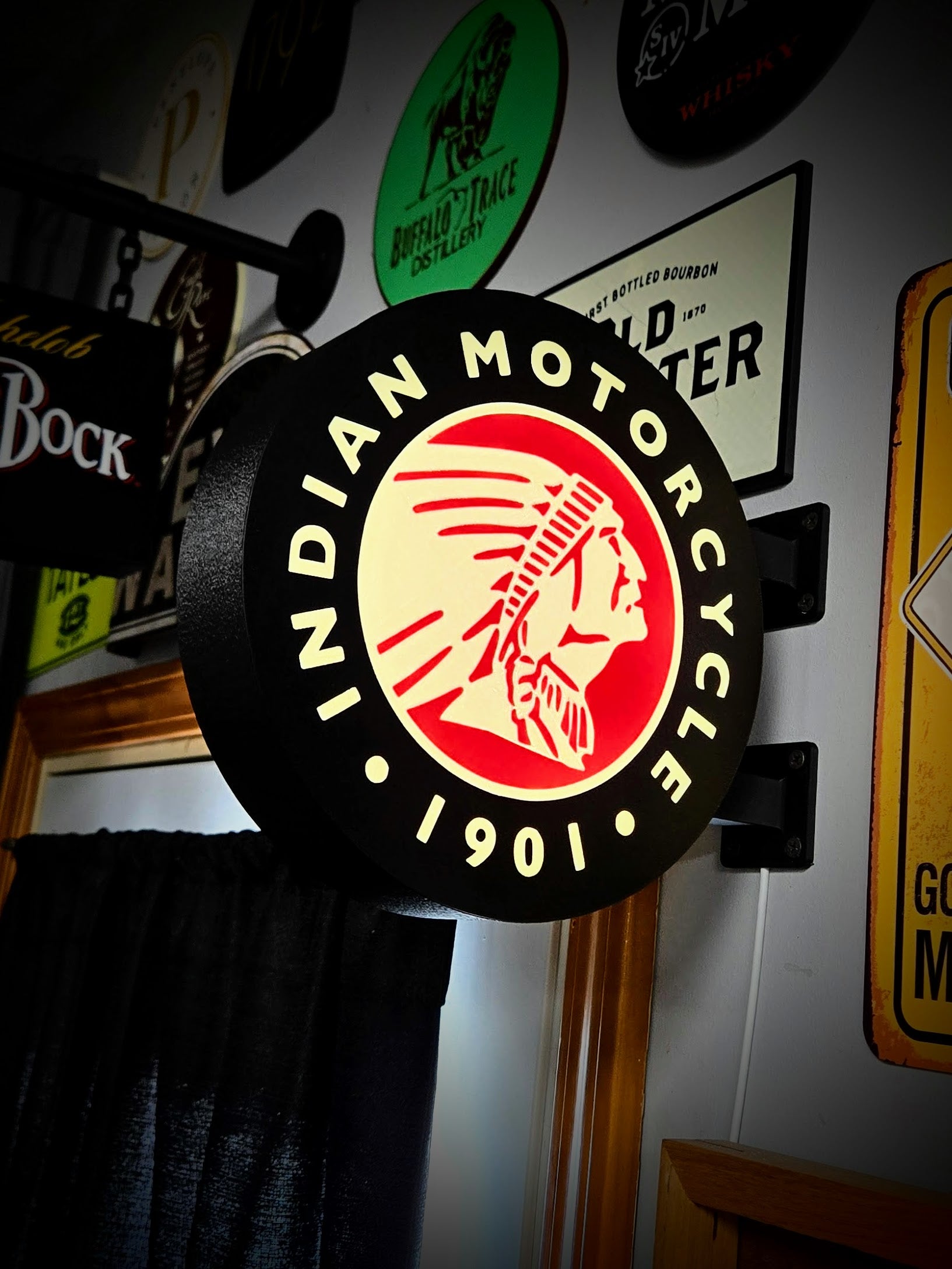 VINTAGE INDIAN - 2-Sided Gas Station Lightbox Sign