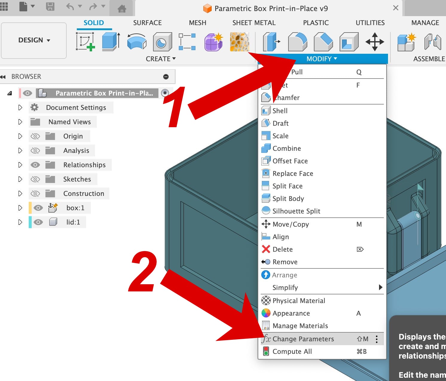 Parametric Box – Print in Place (Fusion)
