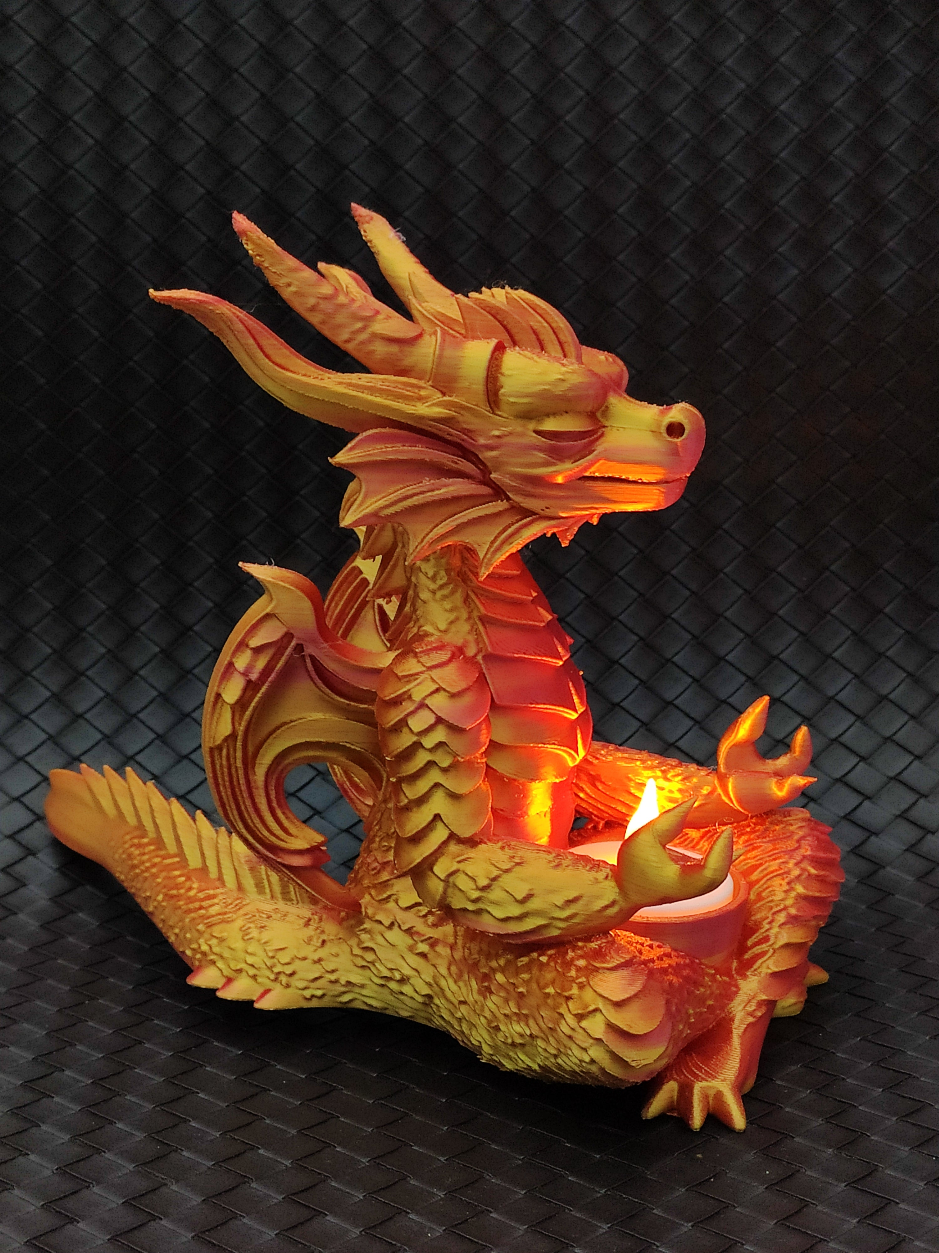 Meditating Dragon - LED Tea light Holder