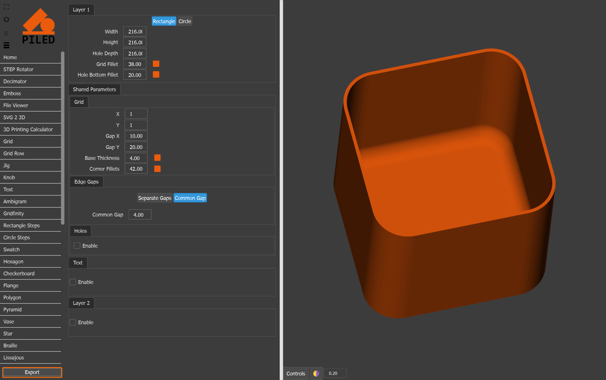 Big Bin Curved Square