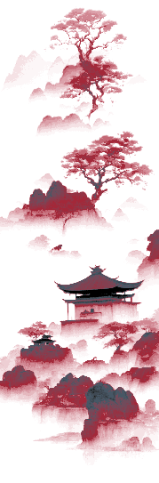 Vietnamese Temple and trees Art - Traditional style set of 3 Bookmarks