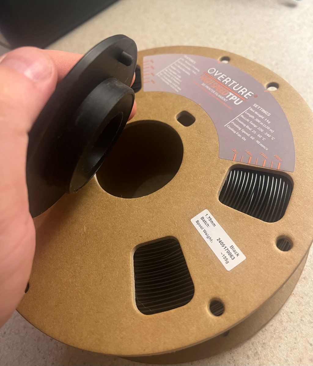 Overture spool adaptor for side spool mount