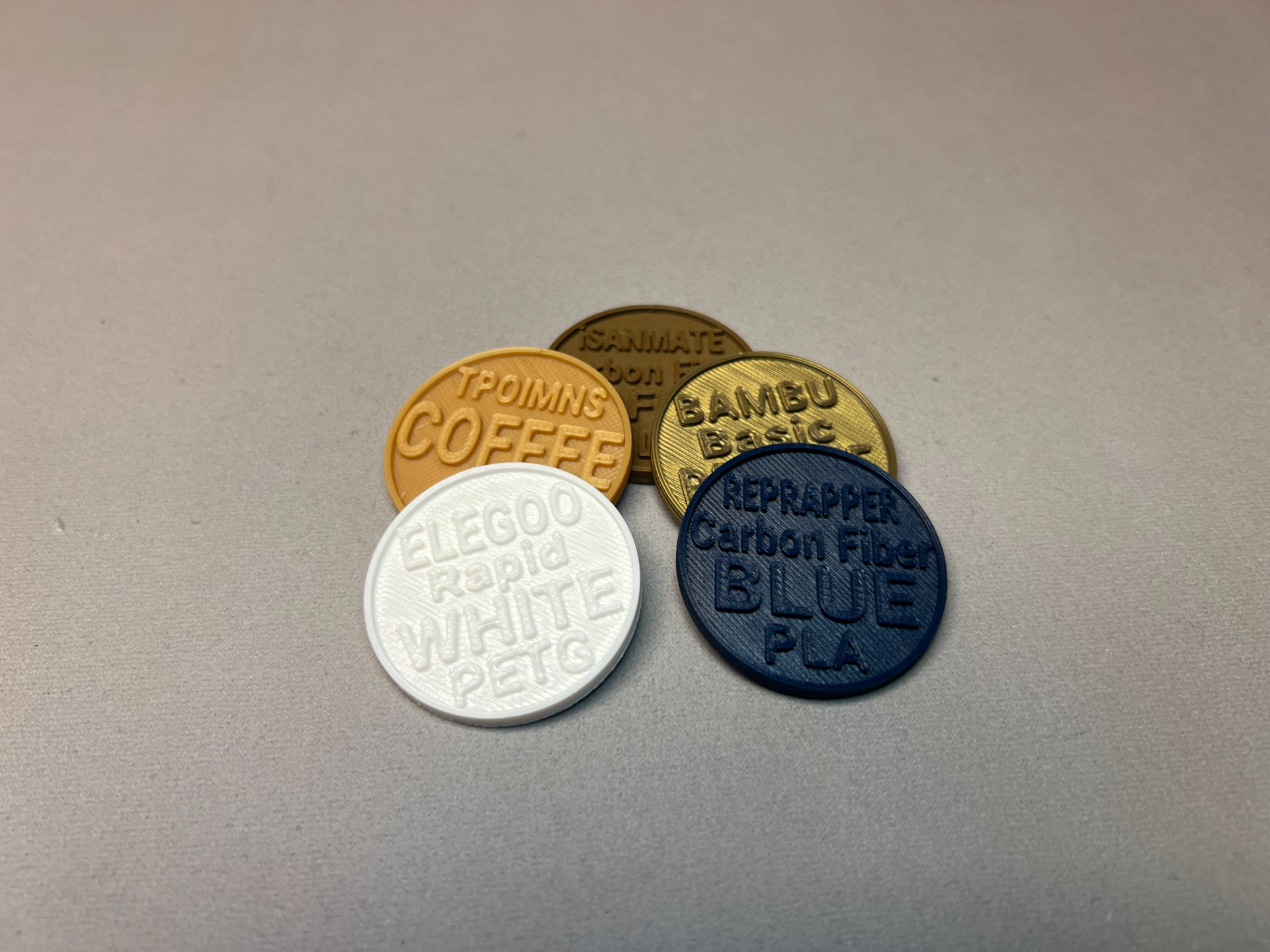Customizable Poker Chip Filament Samples, EDITABLE
