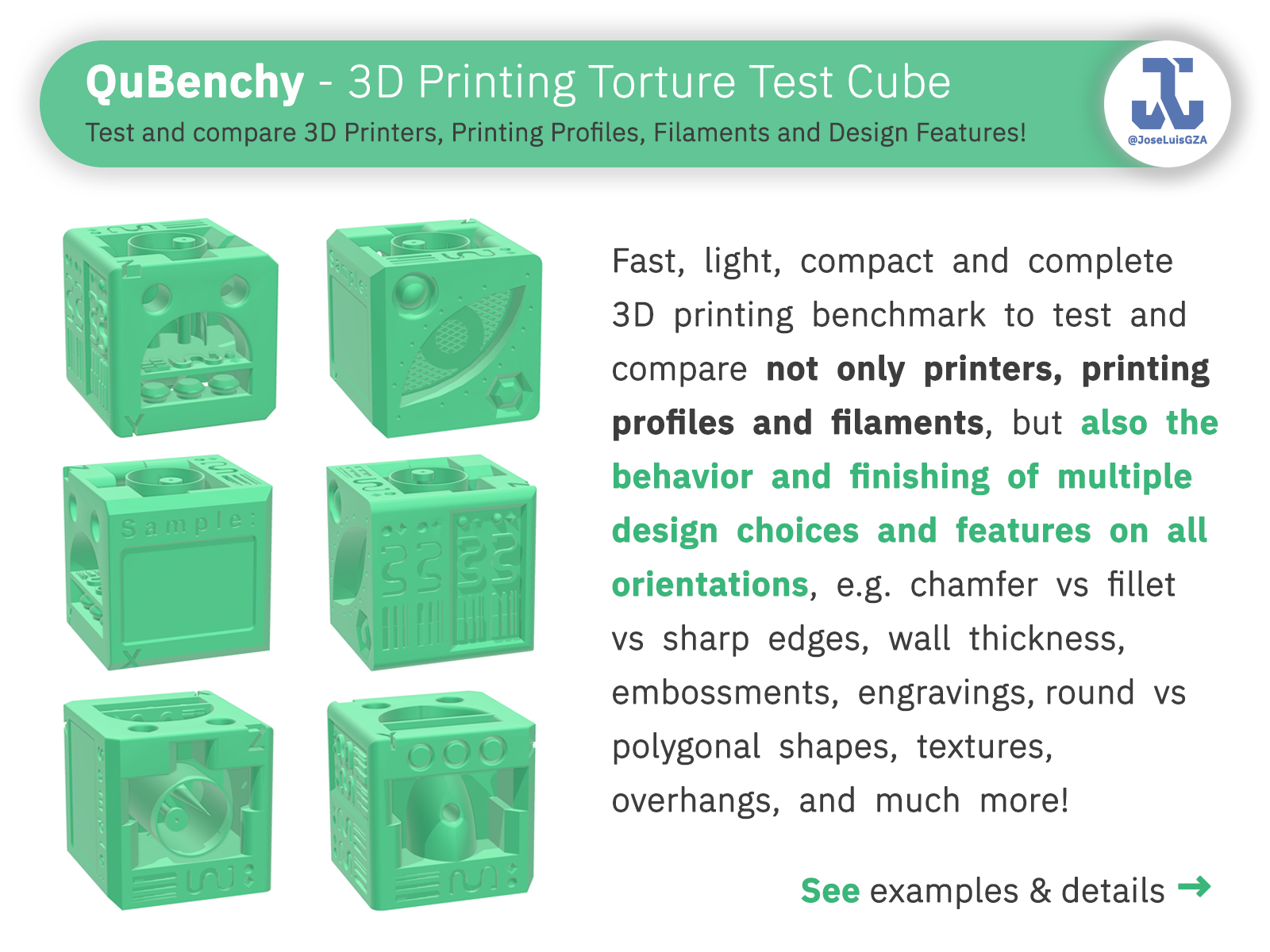 QuBenchy - 3D Printing Torture Test Cube