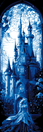 Set of 3 Bookmarks - Grand Stained Glass windows of Fantasy with Castles and Princesses