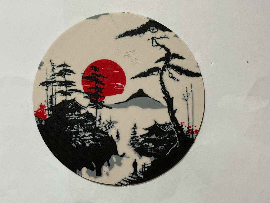Japanese landscape style coaster with container