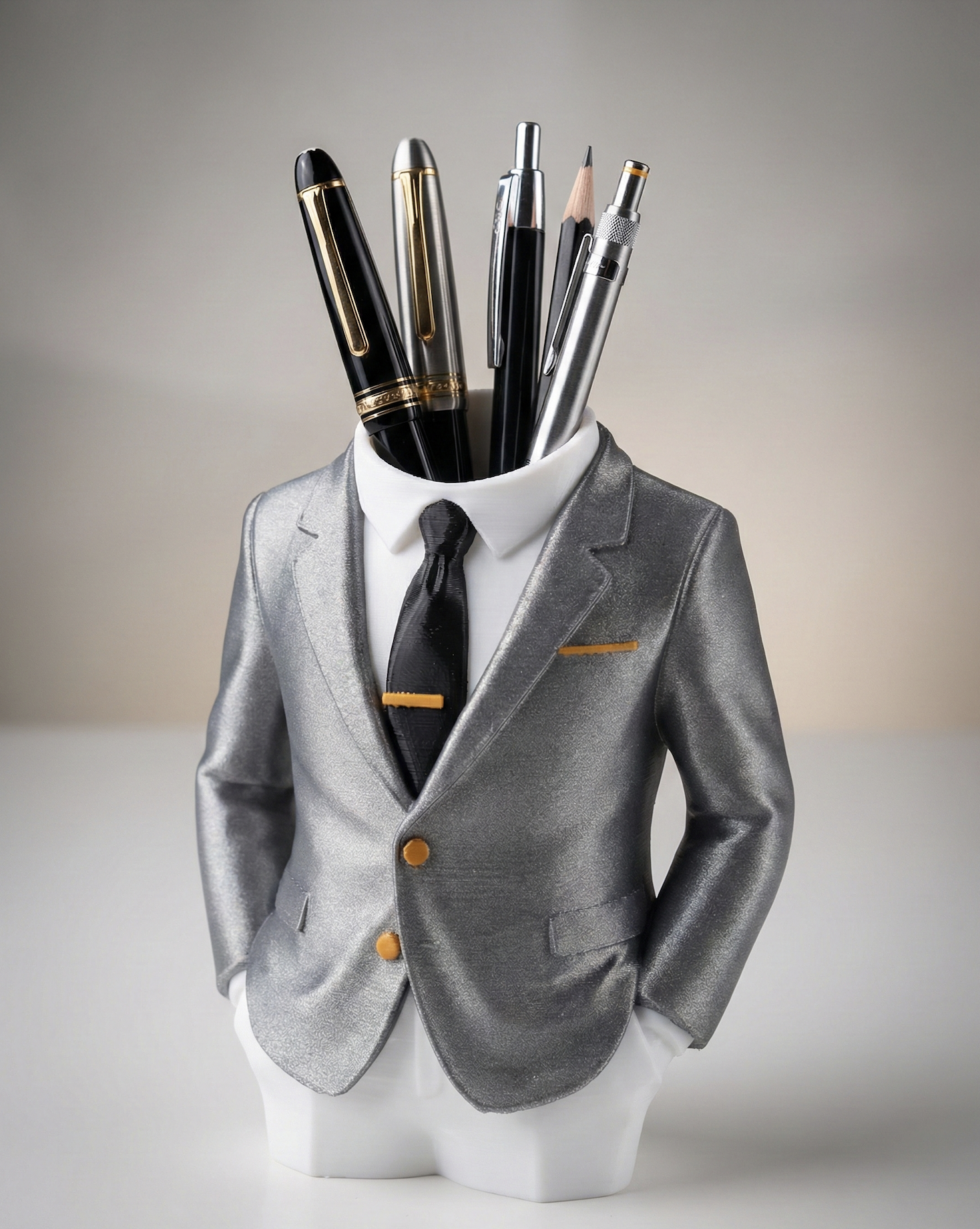 Gentleman Suit Pen Holder - Office Decor Organizer
