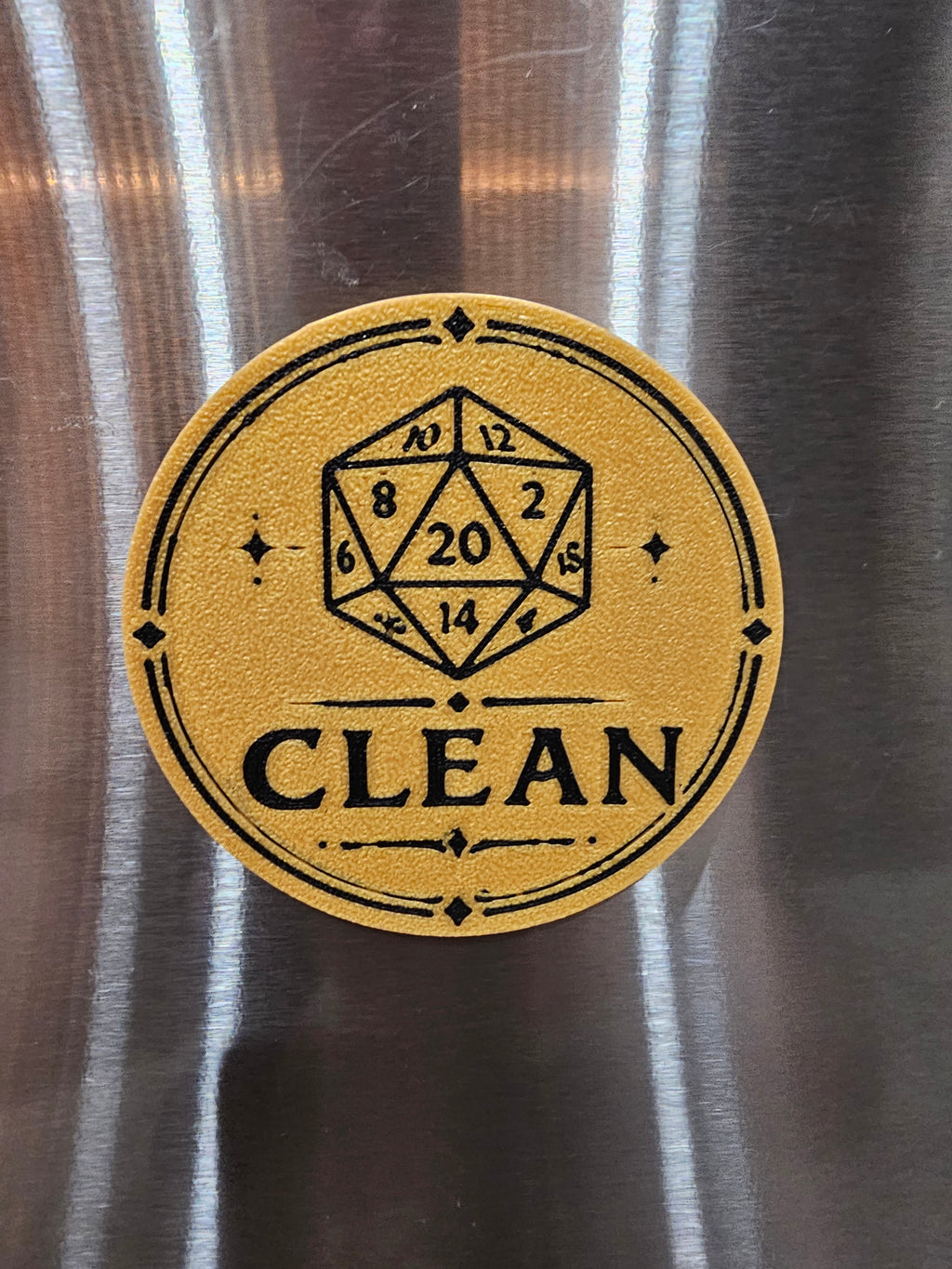 DnD themed D20 Clean/Dirty Dishwasher Magnet