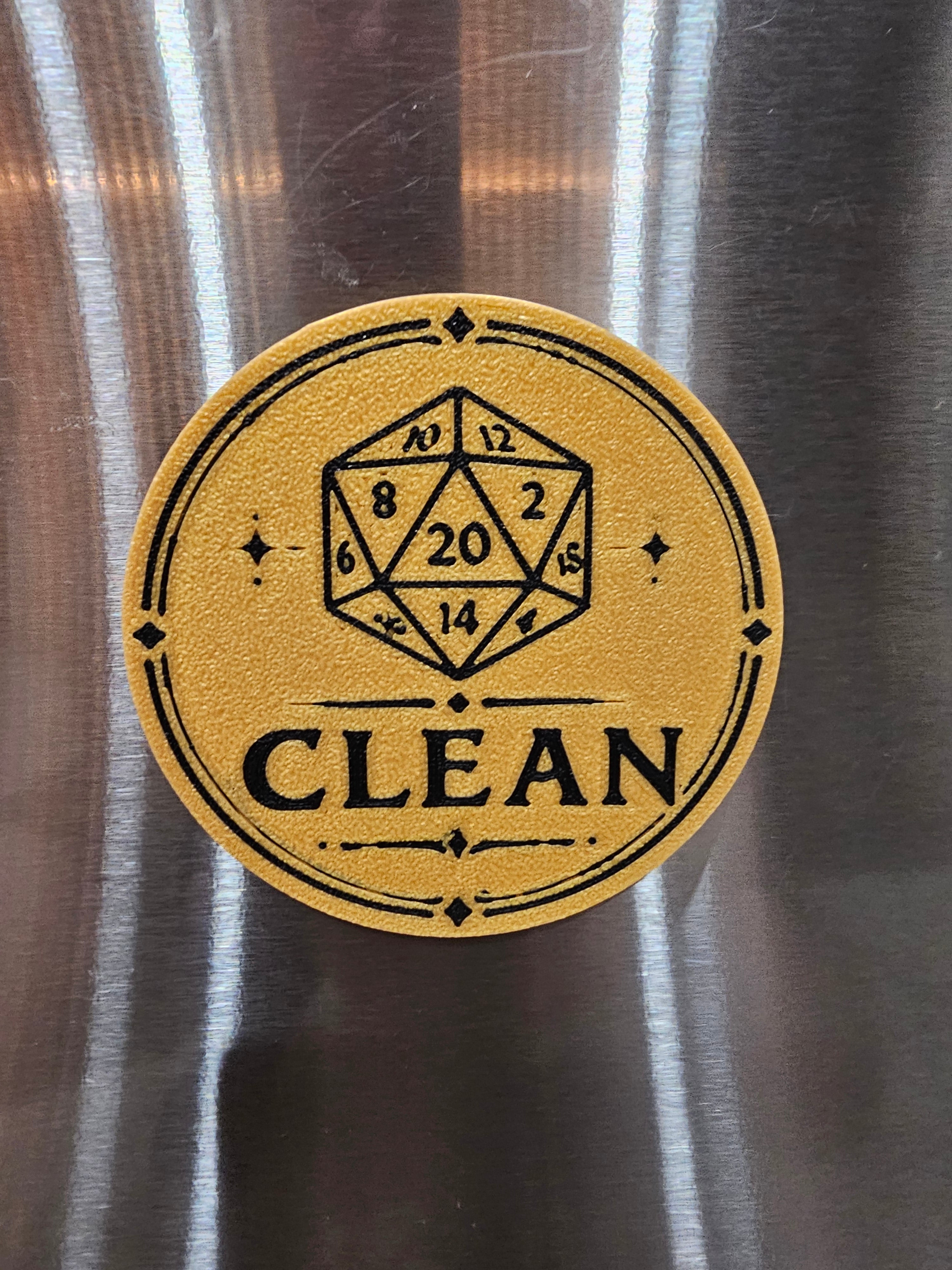 DnD themed D20 Clean/Dirty Dishwasher Magnet