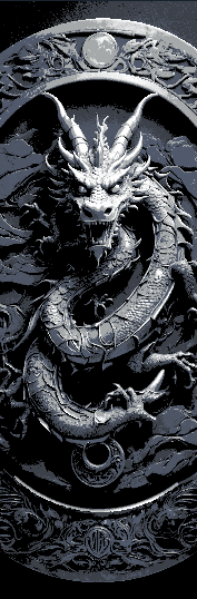 Dragon and the Moon Carvings in Black and White - Set of 3 Bookmarks