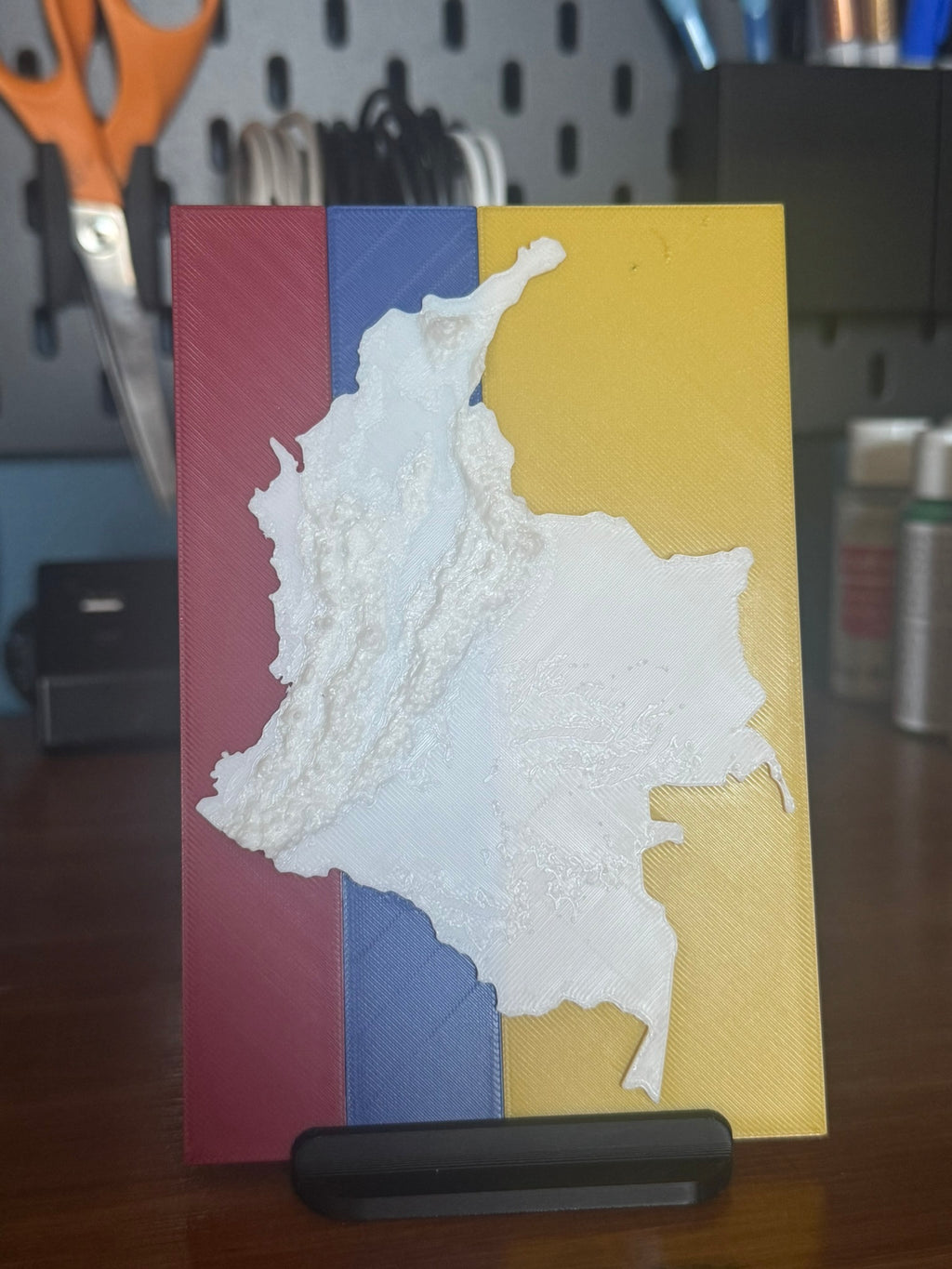 Topography Map - Colombia W/ Flag Background