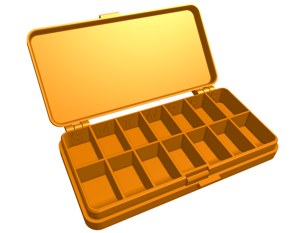 Compact weekly pill box