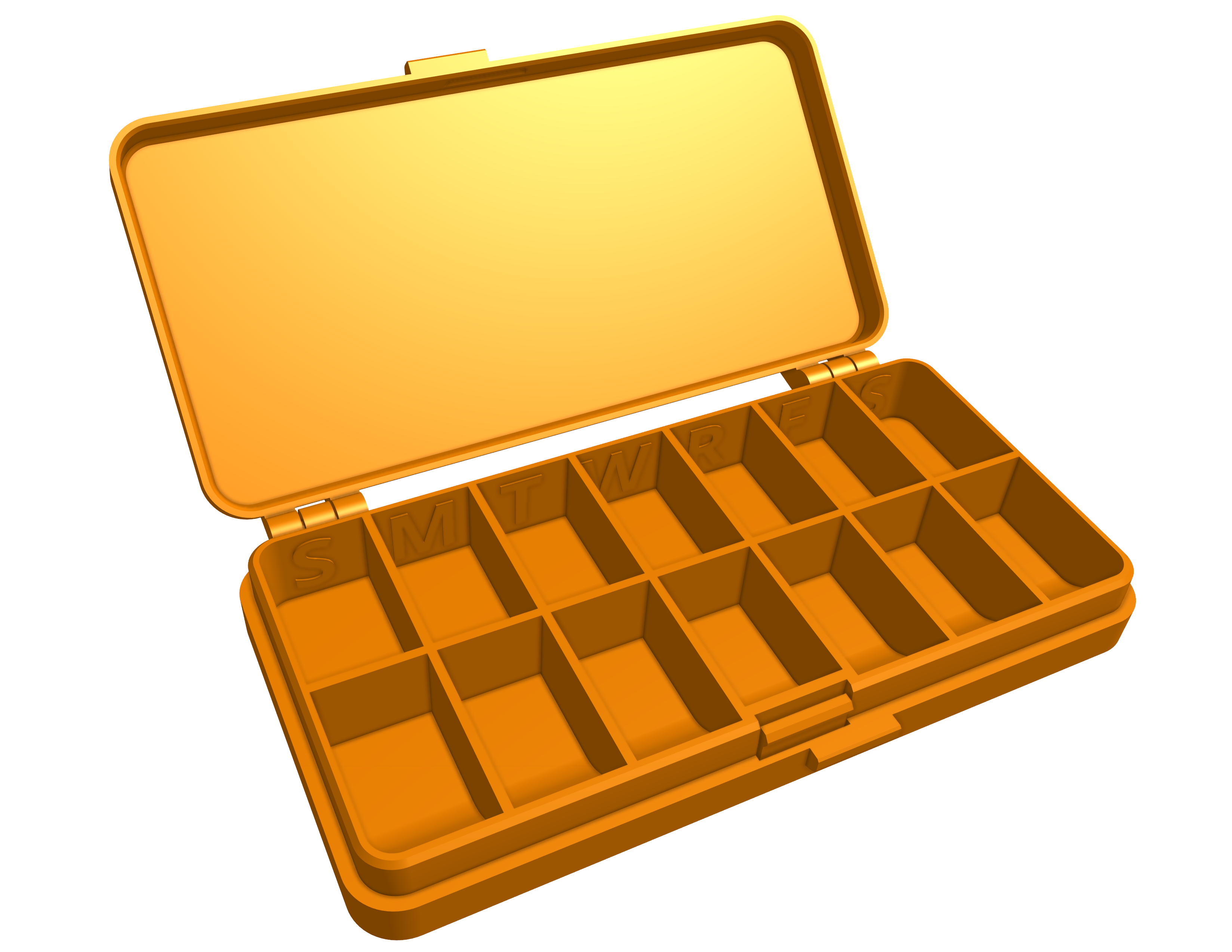 Compact weekly pill box