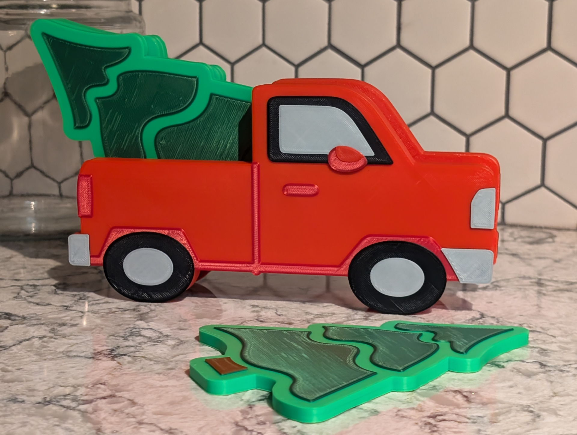 Christmas Tree Coaster Set with Truck Holder