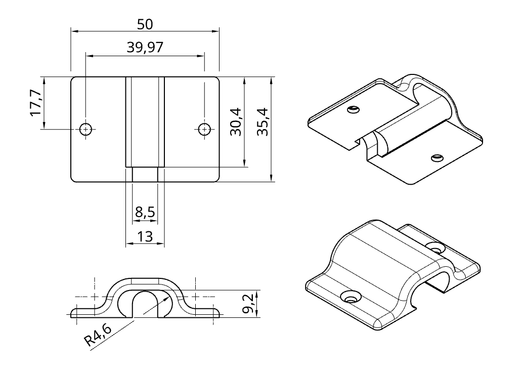USB-A Extension Under Table Mounting Bracket