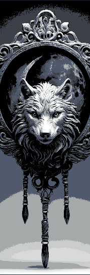 Carvings of the Wolf and Moon Fantasy Design - Set of 3 Bookmarks