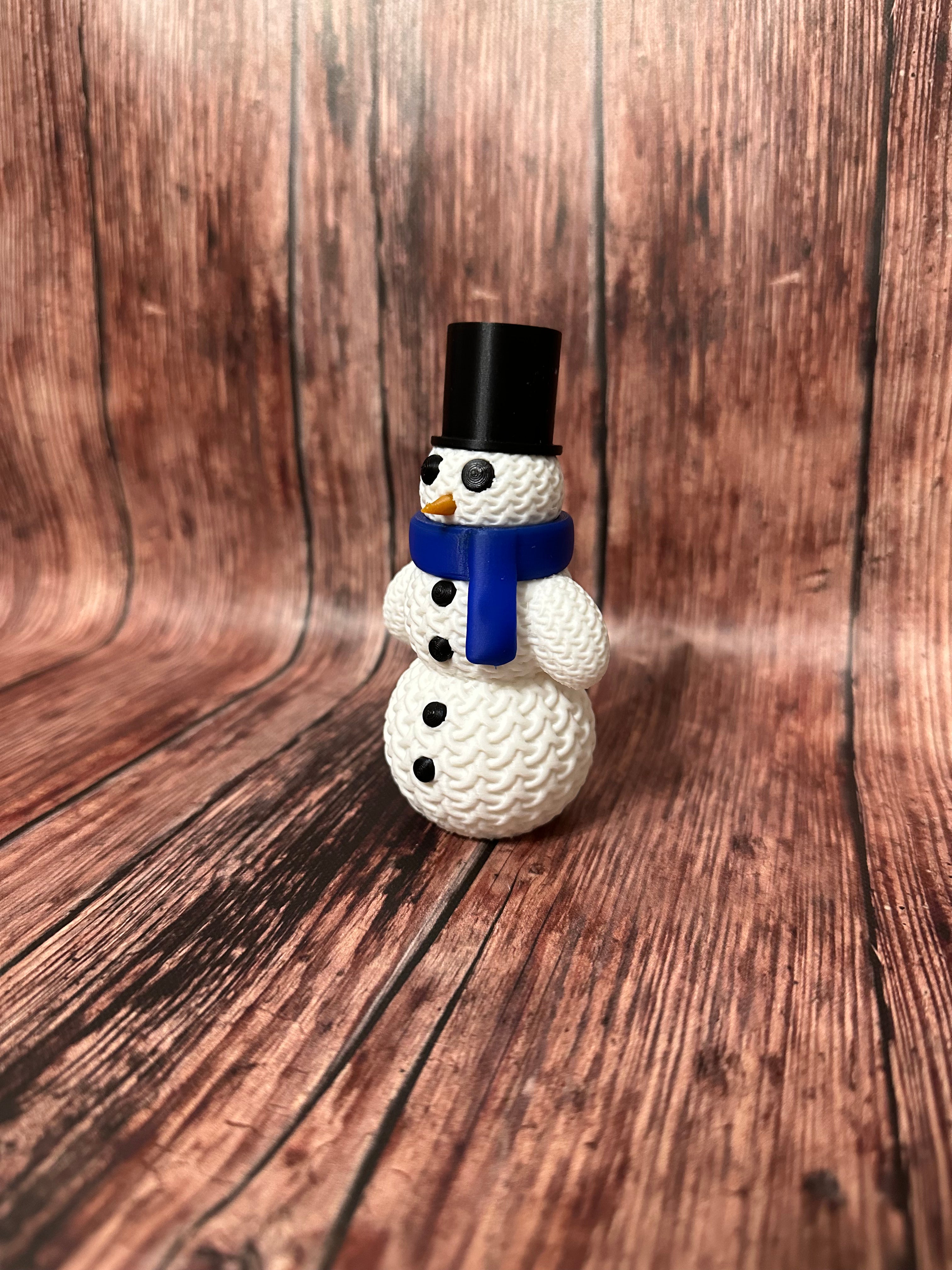 Cute Knitted Snowman with Hat and Scarf