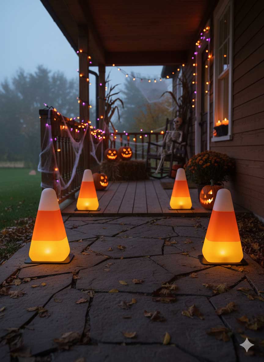Candy Corn Traffic Cone – Tea Light/Path Light