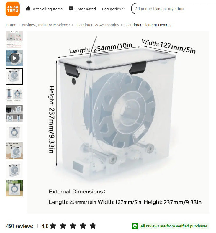 Silica gel container for (Temu) Filament Dryer Box