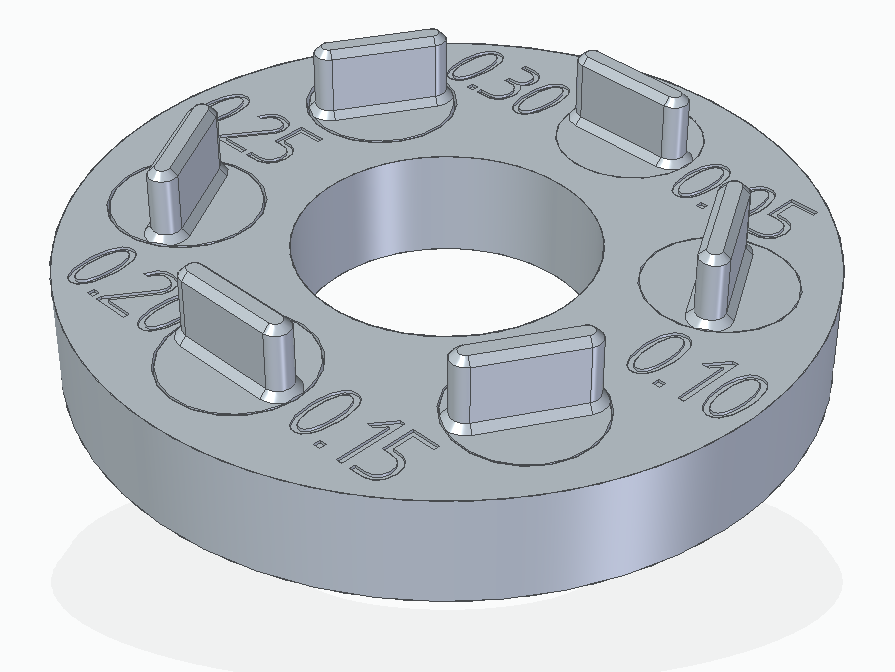 TOLERANCE TEST 0.05MM INCREMENT