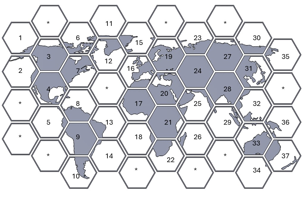 World Map Hexagon Wall Art