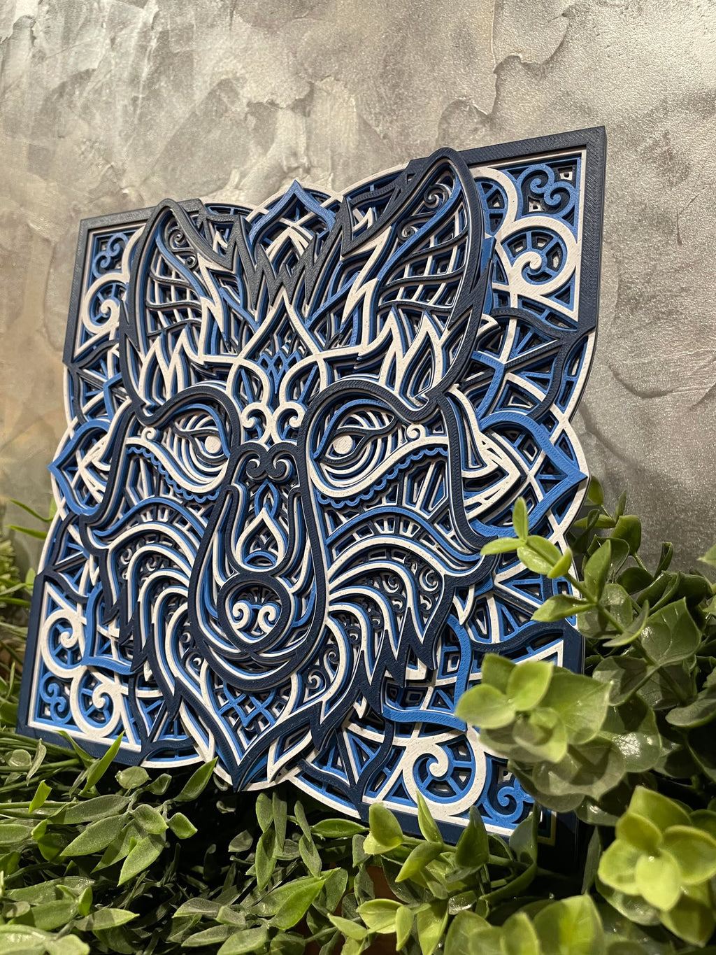 Customizable Layered Mandala Wolf