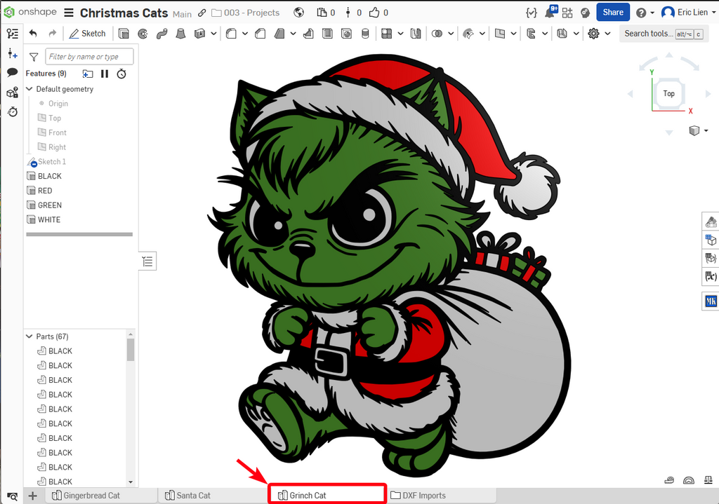 Grinch Cat Christmas Decoration