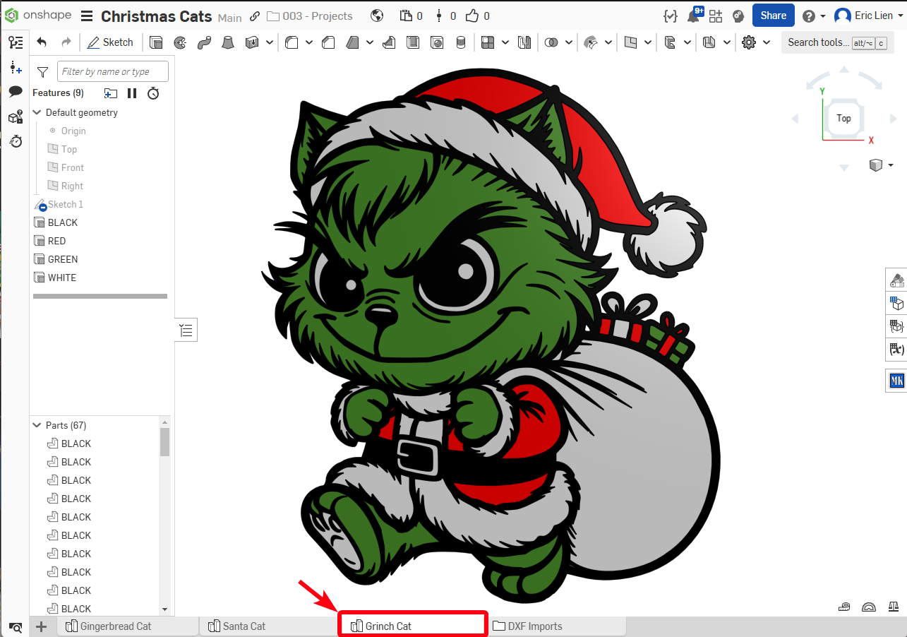 Grinch Cat Christmas Decoration