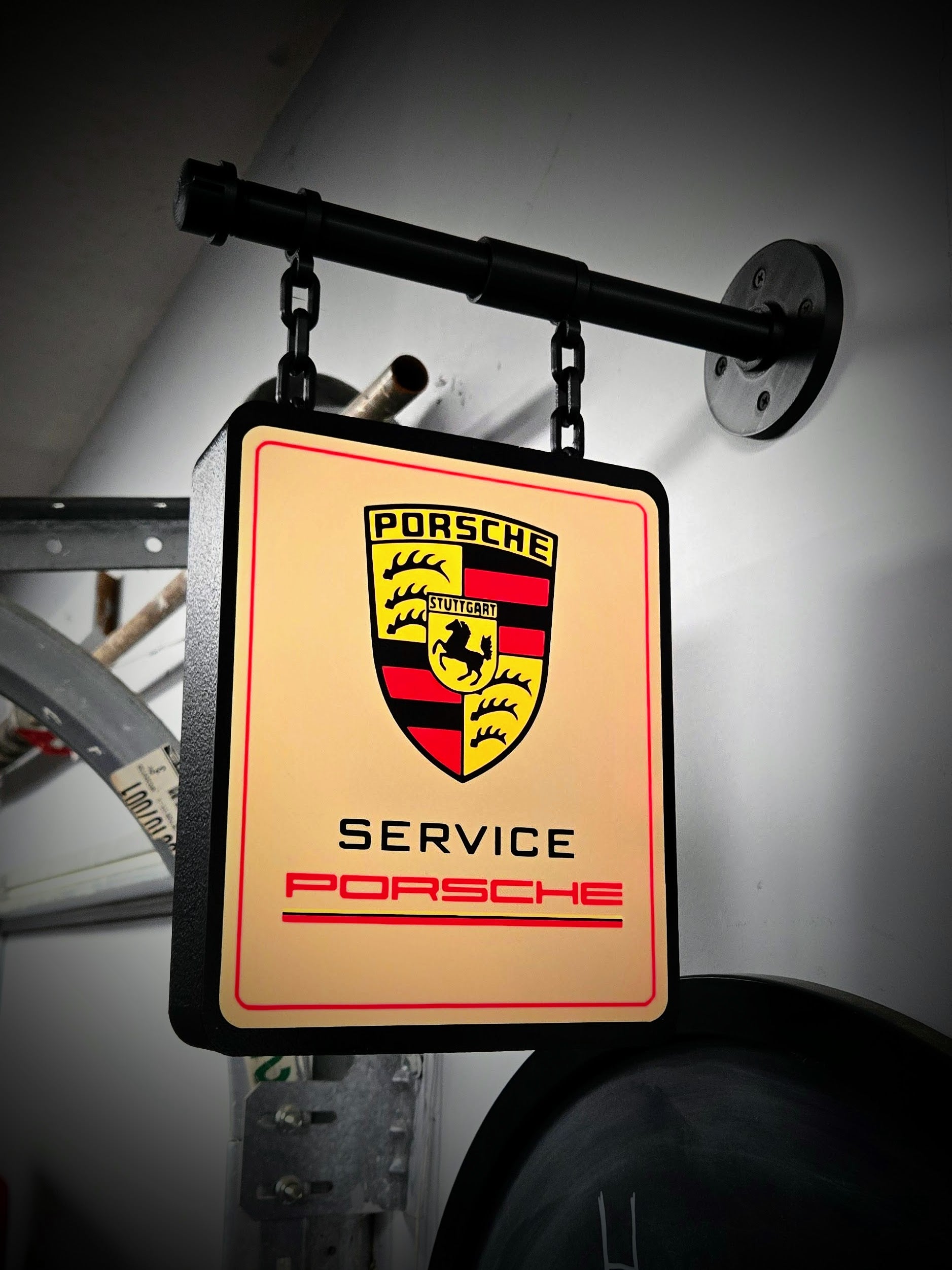 PORSCHE SERVICE ~ 2-Sided Hanging Pub Style Light