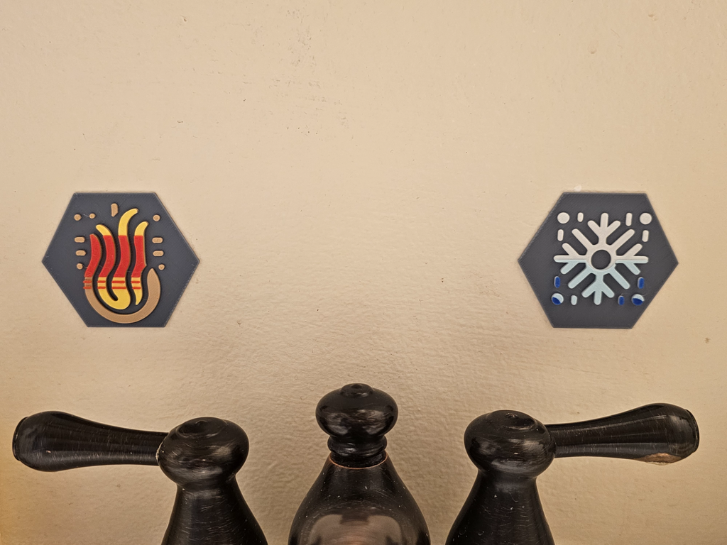Hot and Cold Signs for Faucet Sinks