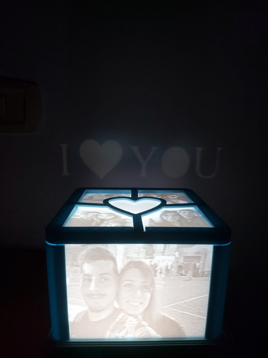 BOX LITOFANIA CON SCRITTA PERSONALIZZABILE