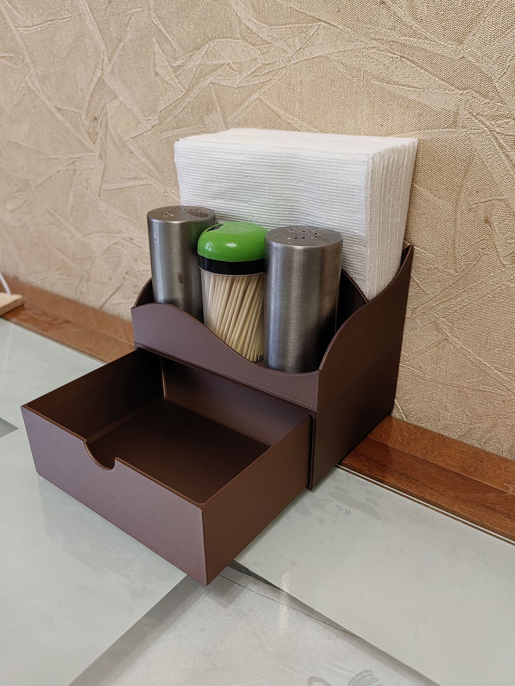 Napkin Holder with Drawer – 2-in-1 Table Organizer