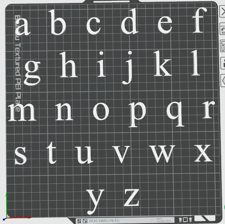 Lowercase Alphabet Style -Times New Roman -