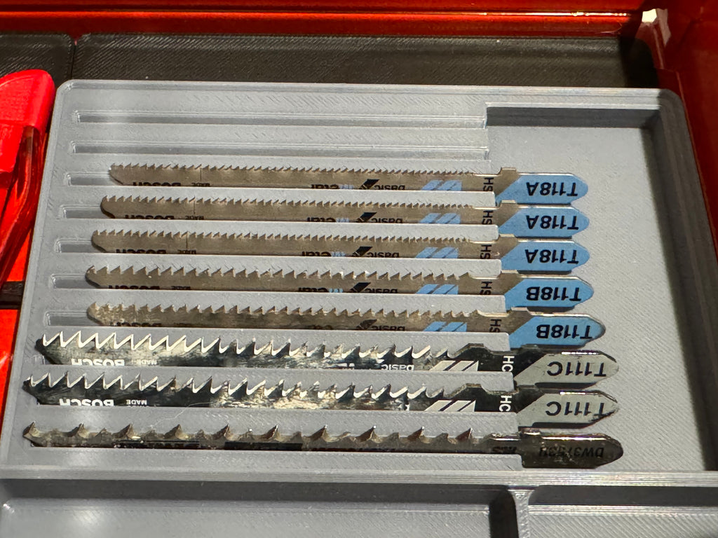 Gridfinity flat tray for short jigsaw blades