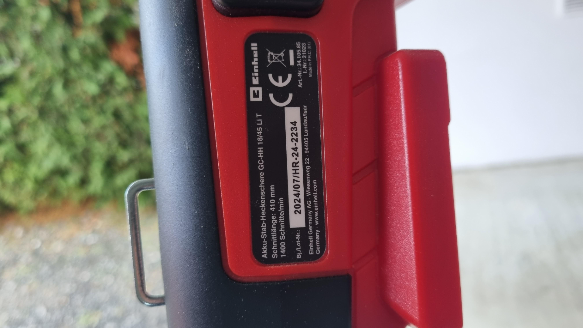 Einhell telescopic hedge trimmer wall hanger