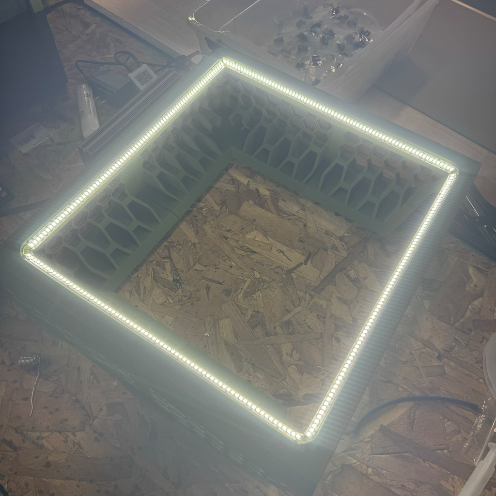 X3D-v3 Riser - integrated angled ledge for LED strip and rear power access