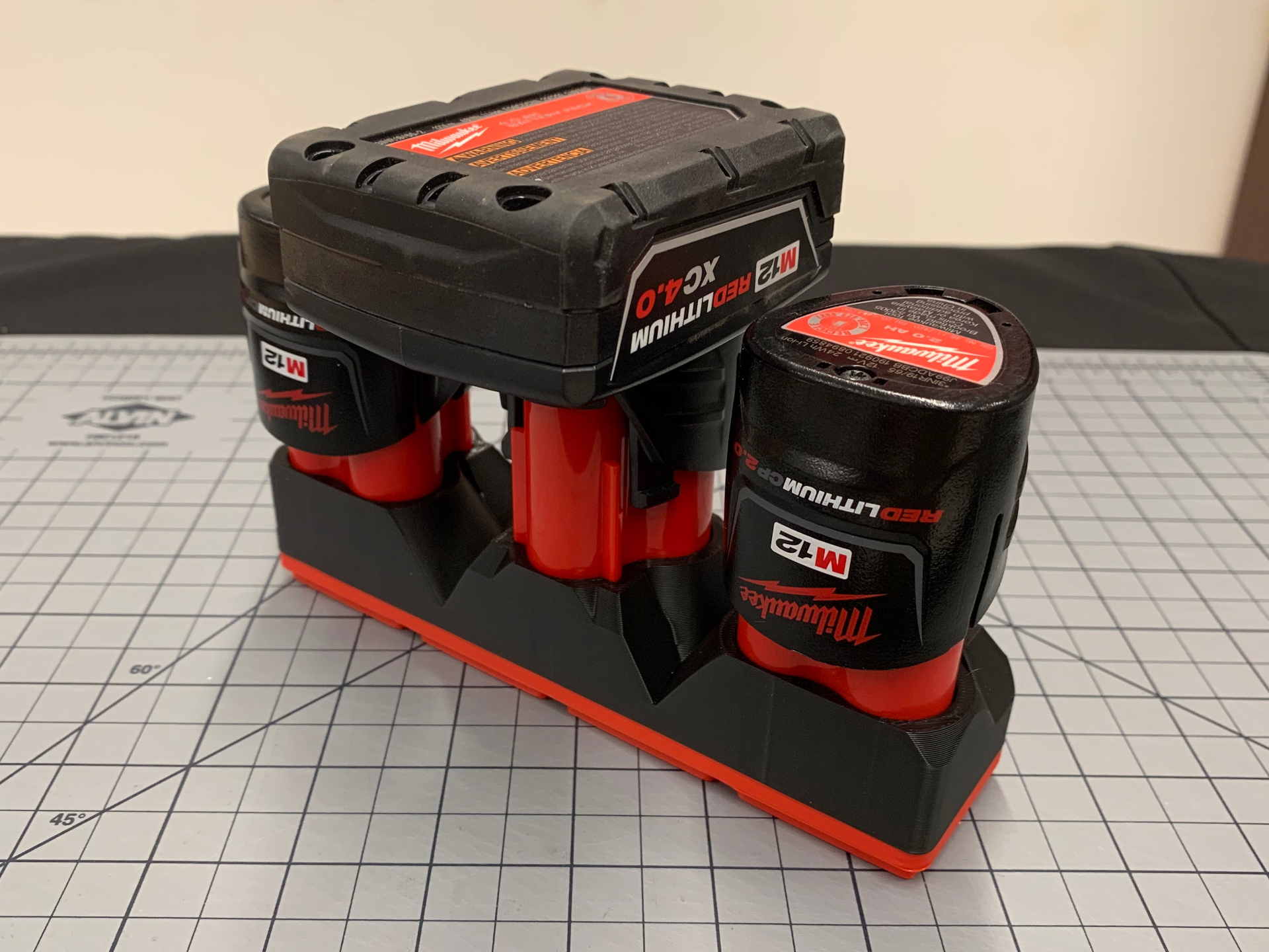 Gridfinity Shadow Tray- M12 3X SMALL Battery Tray