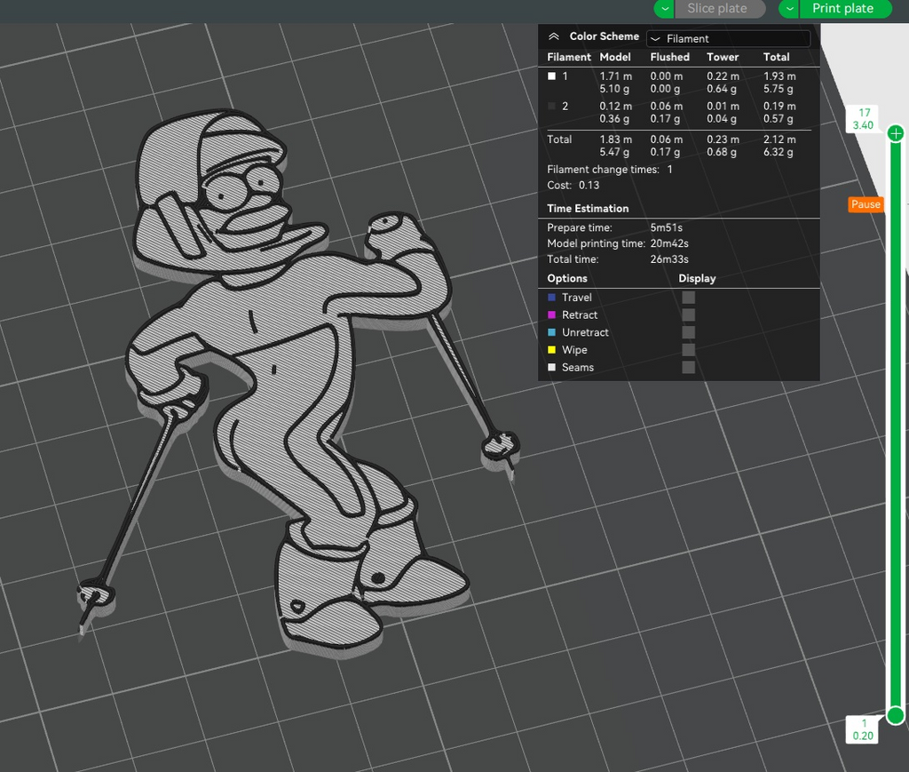Ned Flanders Skiing fridge magnet (No AMS Needed)
