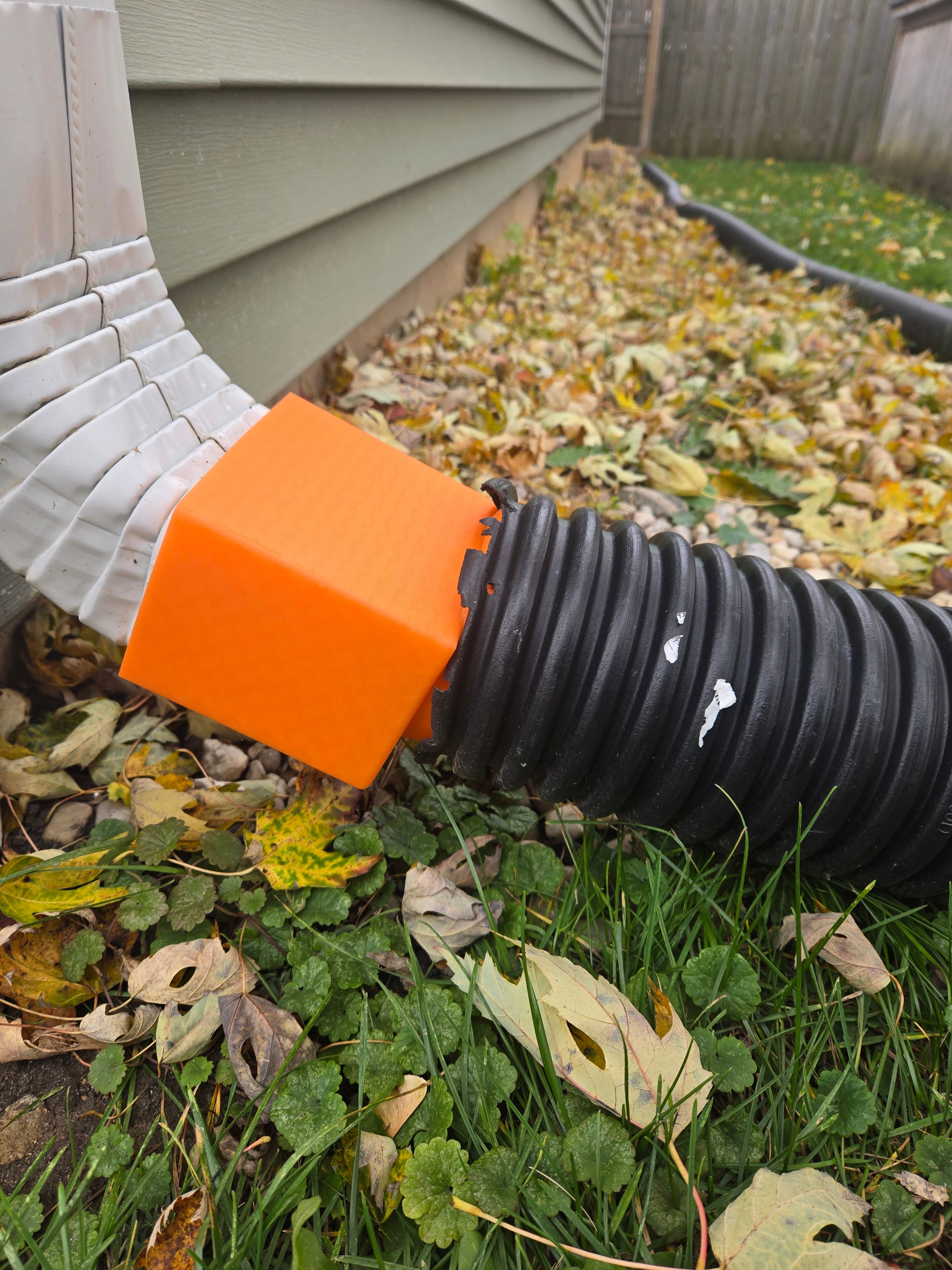 3x4 Downspout A/B Elbow to 4" Drain Tile Adapter
