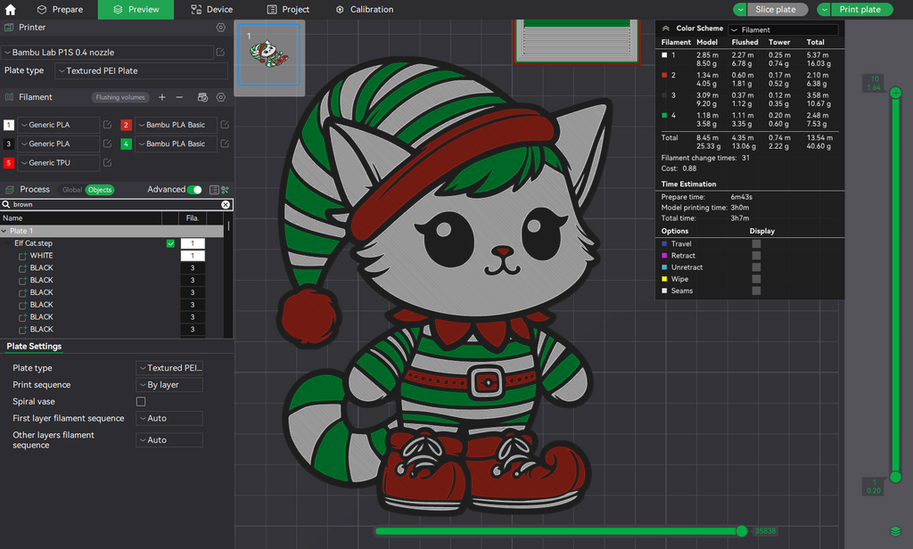 Christmas Elf Cat Decoration