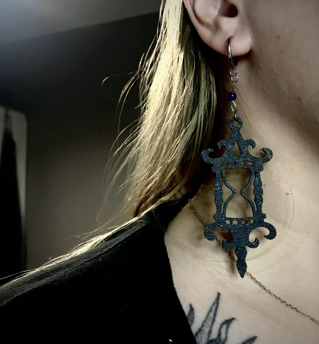 Goth Hourglass and Lantern Earrings COMMERCIAL USE