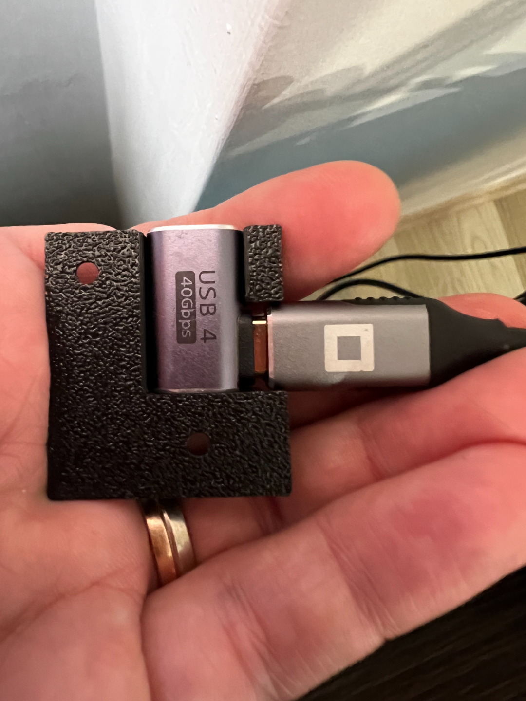 Angled USB-C desk mount bracket