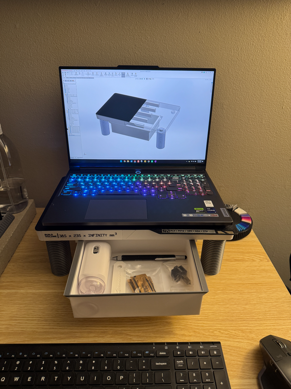 Print Bed Inspired Monitor/AMS Riser with Drawer
